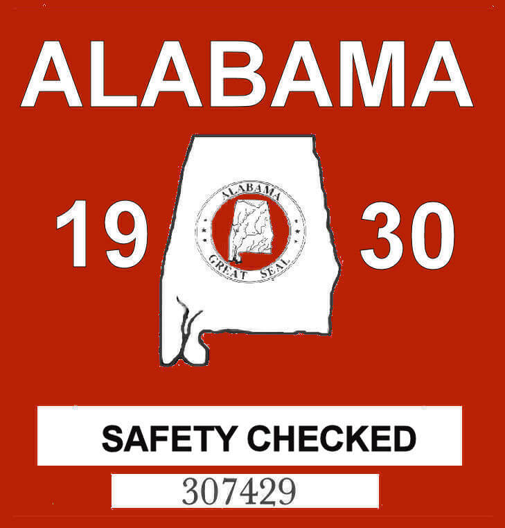 (image for) 1930 Alabama Safety Check Sticker